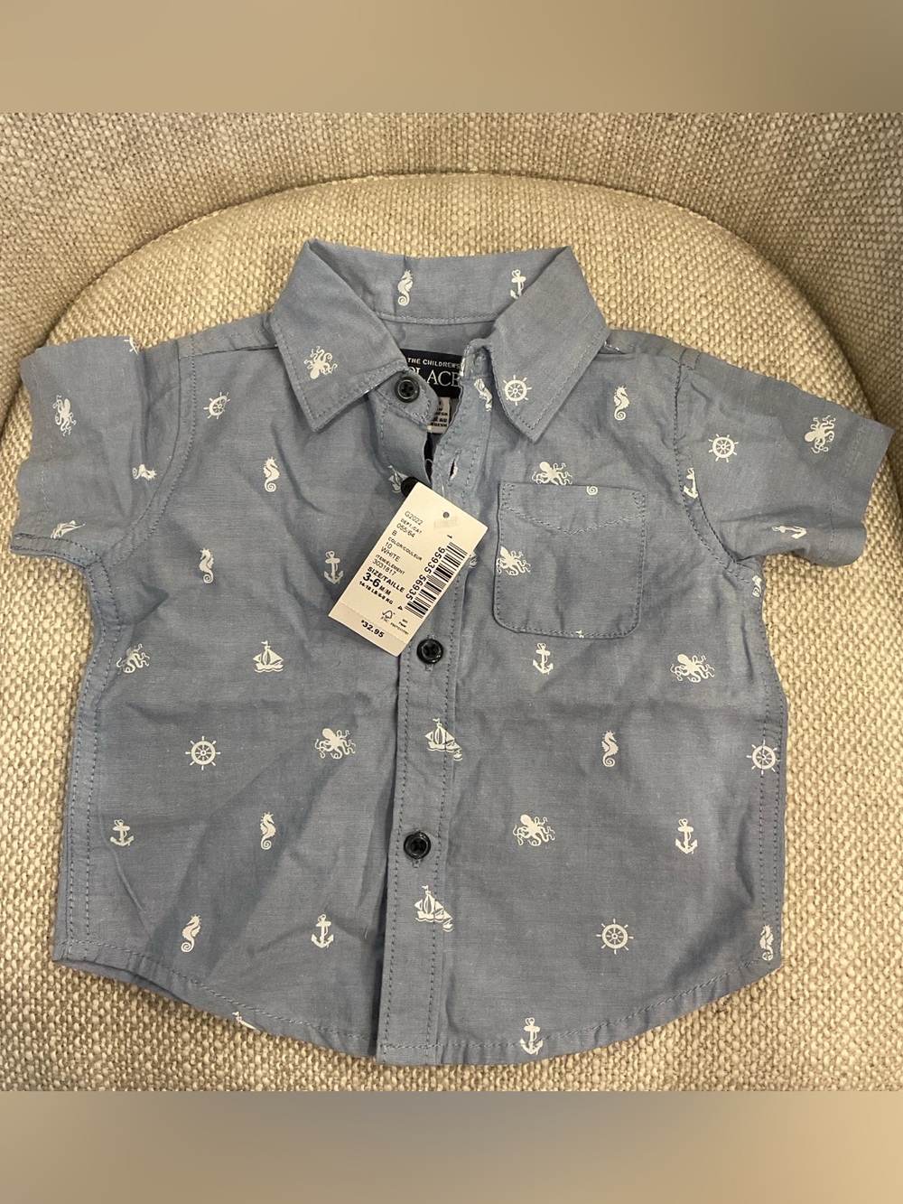 The Children's Place Light Blue Nautical Print Button-Down Shirt